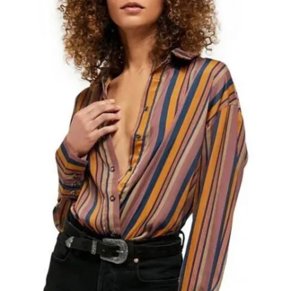 We The Free/ Free People Striped oversized shirt Size Medium